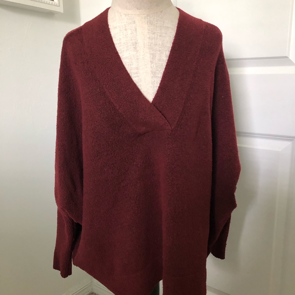 Anthropologie Elegant Burgundy V-Neck Sweater